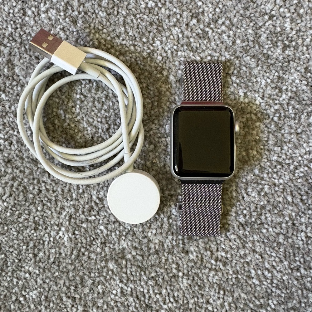 Silver Mesh Band Apple Watch Series 3 with Charger
